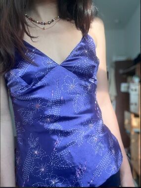 Billabong Purple Floral Print Satin Cami